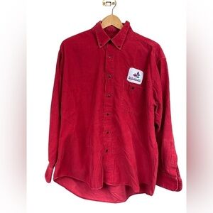 Y2K Vintage Croft & Barrow Cotton Red Corduroy Button Down “Books Are Fun!”